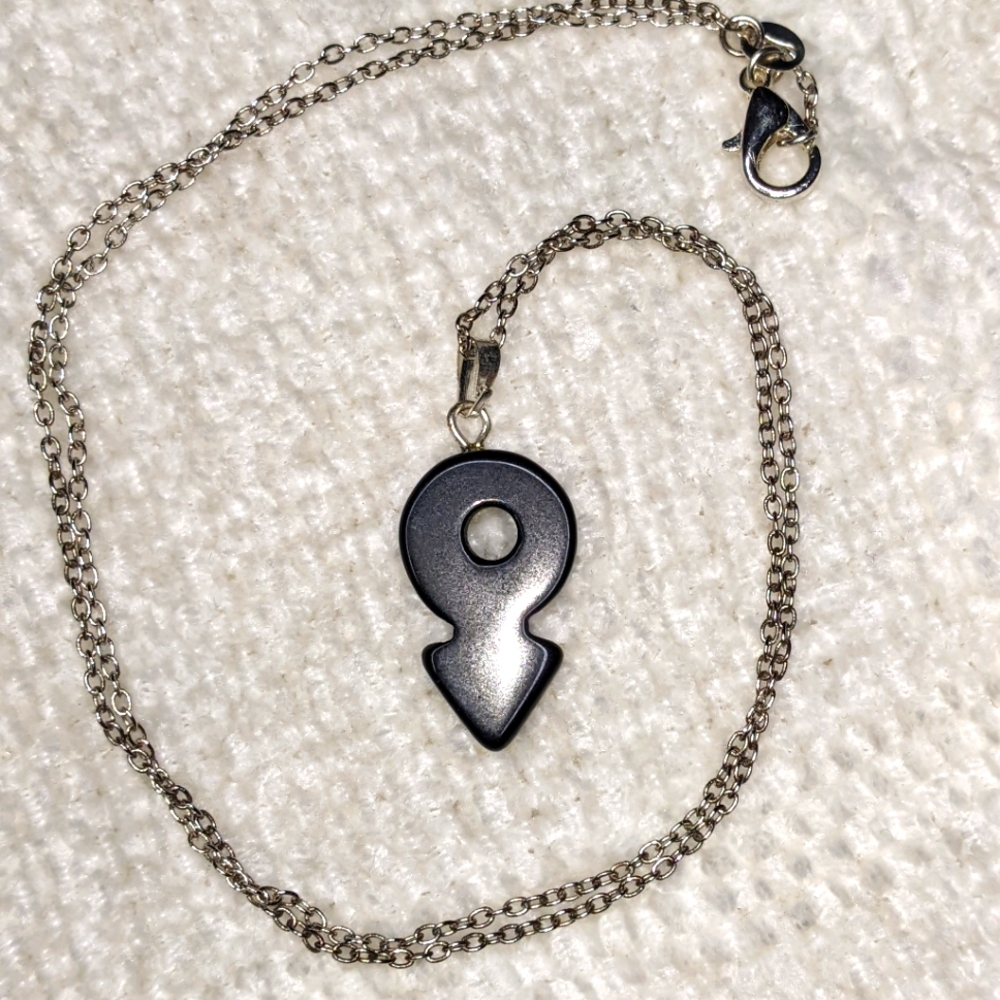 Black Obsidian Gemstone Arrow Pendant